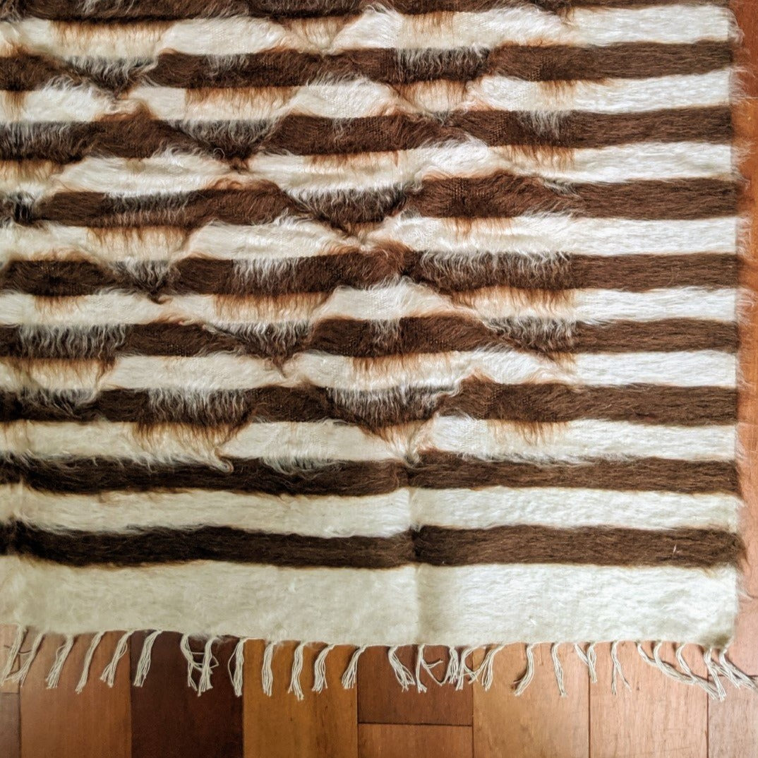 Oversized Scarf Beige, Light Brown and Off-White Wool and Mohair