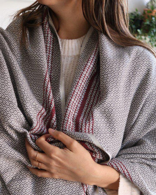 MATIA Handwoven Blanket Scarf Gray - anatolico
