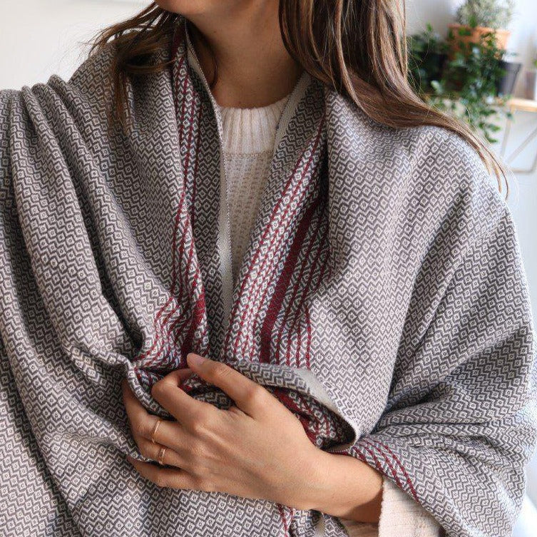 MATIA Handwoven Blanket Scarf Gray - anatolico