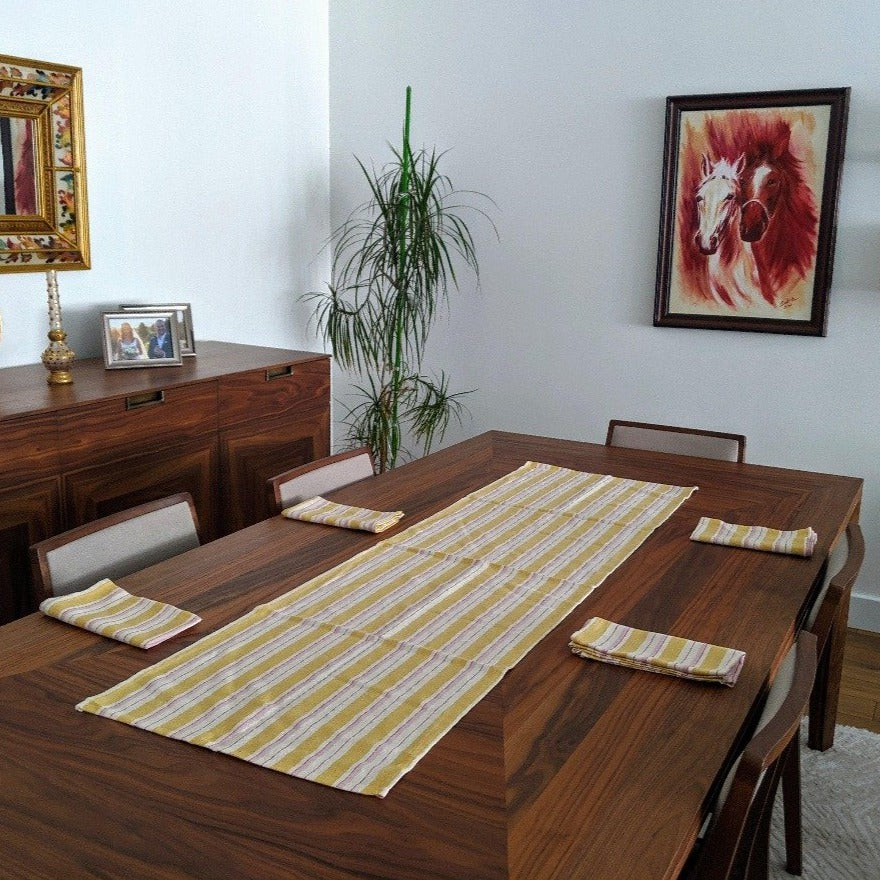 BOHO MUSTARD Table Runner and Napkin Set - anatolico
