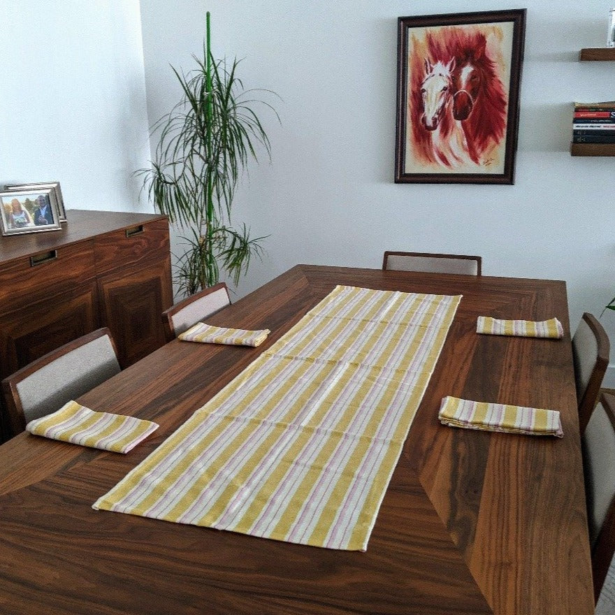 BOHO MUSTARD Table Runner and Napkin Set - anatolico