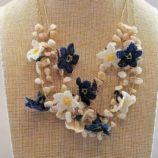 DALIA Crochet Necklace Blue - anatolico