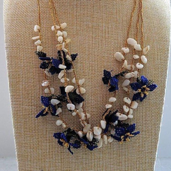 DALIA Crochet Necklace Blue - anatolico