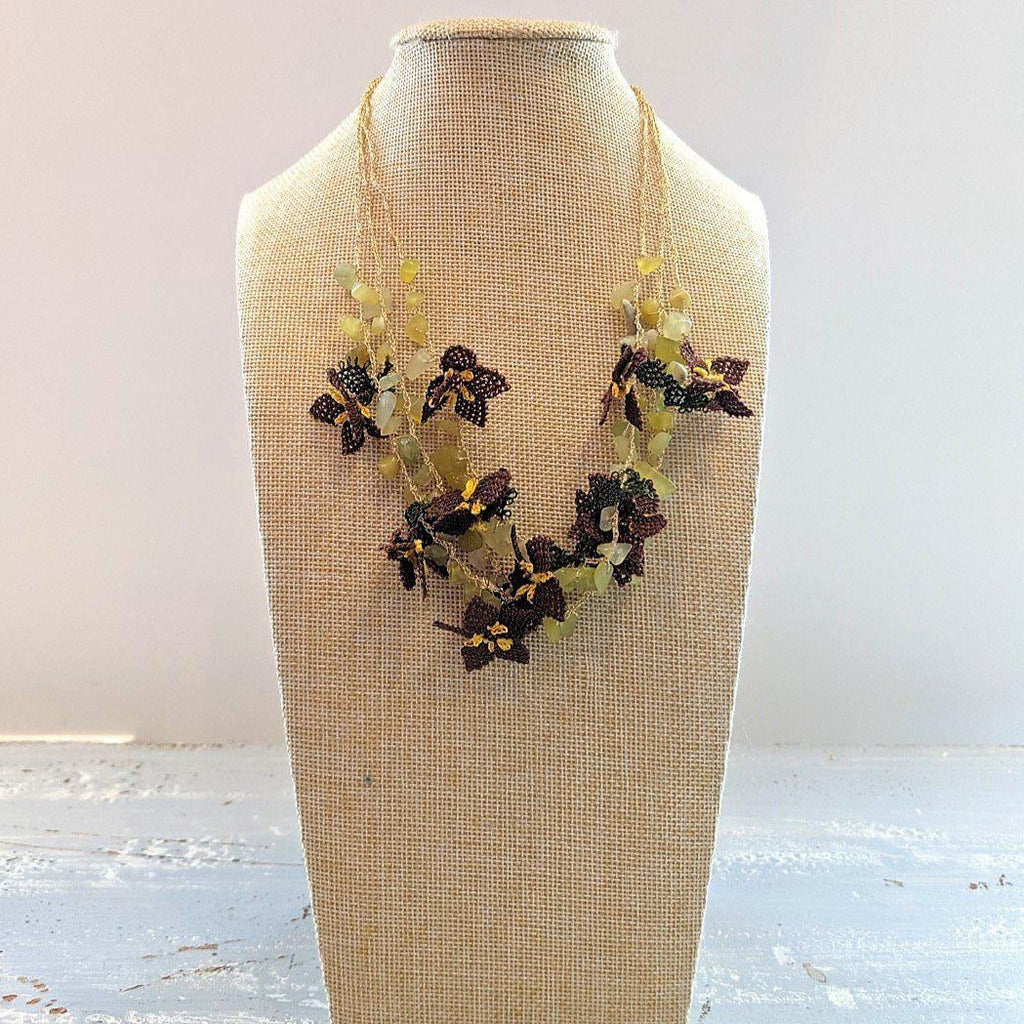 DALIA Crochet Necklace Brown - anatolico