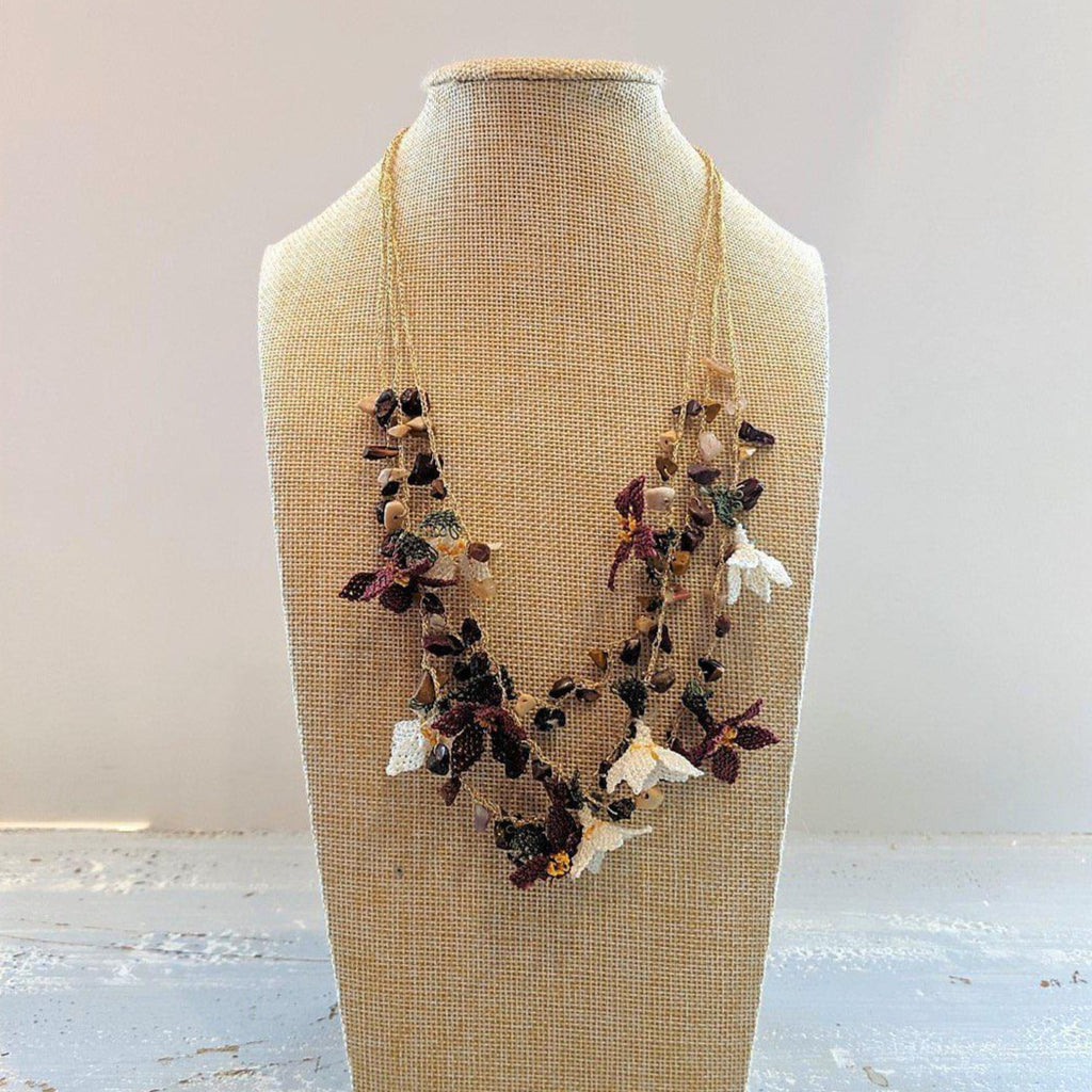 DALIA Crochet Necklace Maroon - anatolico