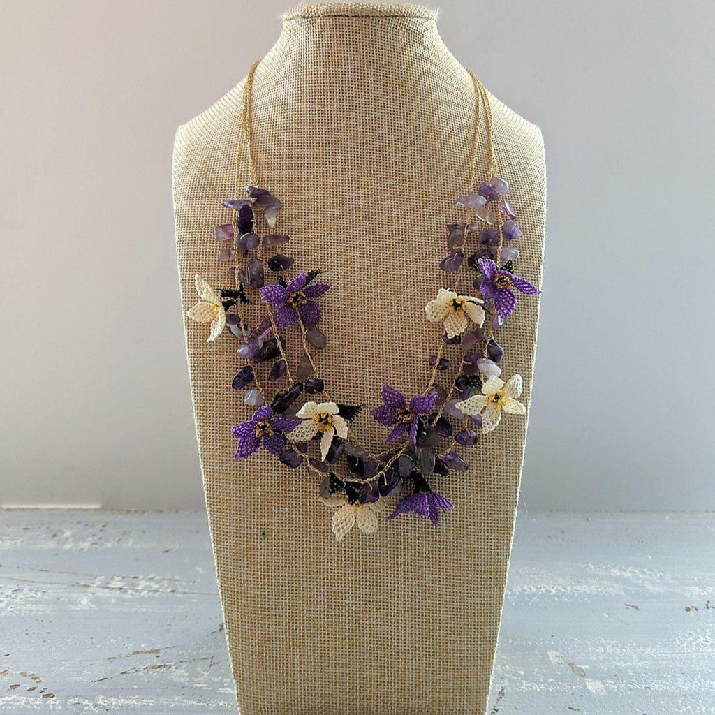 DALIA Crochet Necklace Purple - anatolico