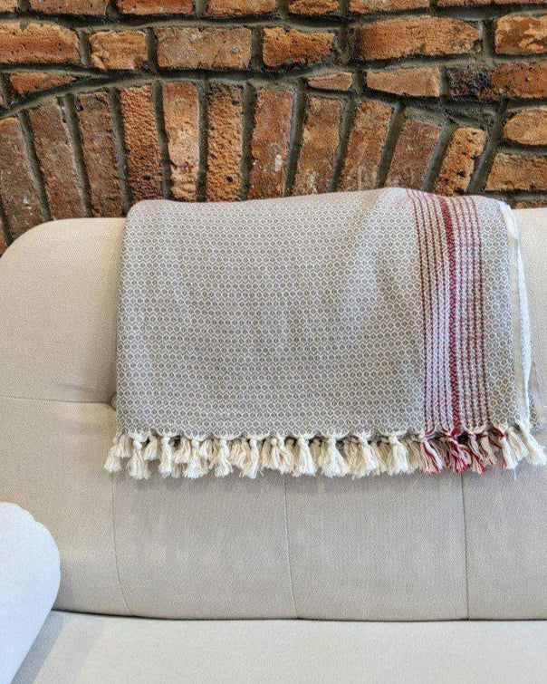 MATIA Handwoven Blanket Scarf Beige - anatolico