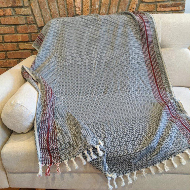 MATIA Handwoven Blanket Scarf Gray - anatolico
