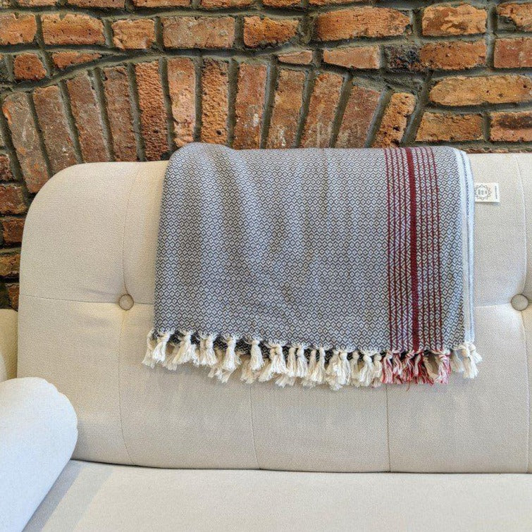 MATIA Handwoven Blanket Scarf Gray - anatolico