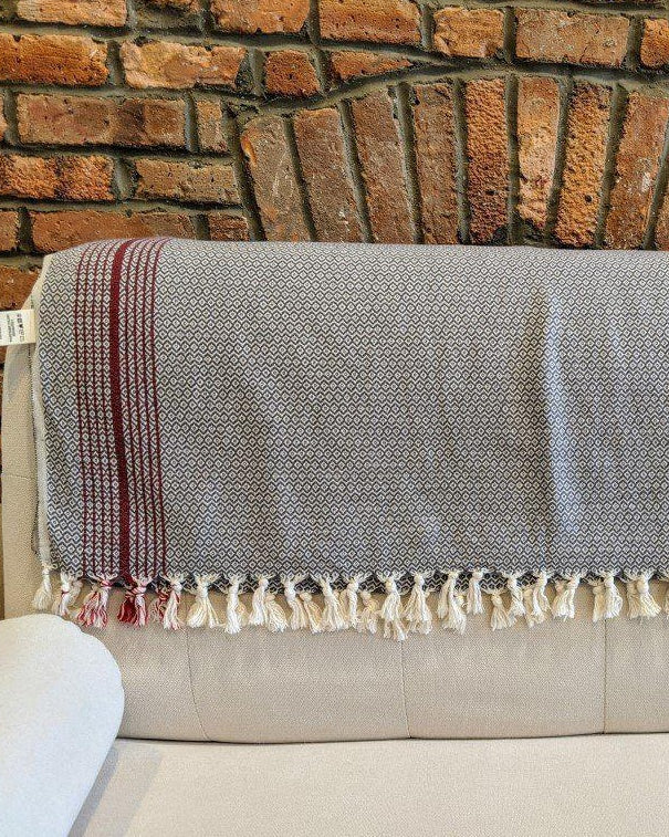 MATIA Handwoven Blanket Scarf Gray - anatolico